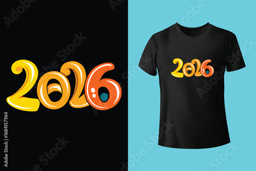 Happy New Year Typography T-shirt