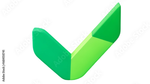 Green three dimensional check mark symbol for validation.