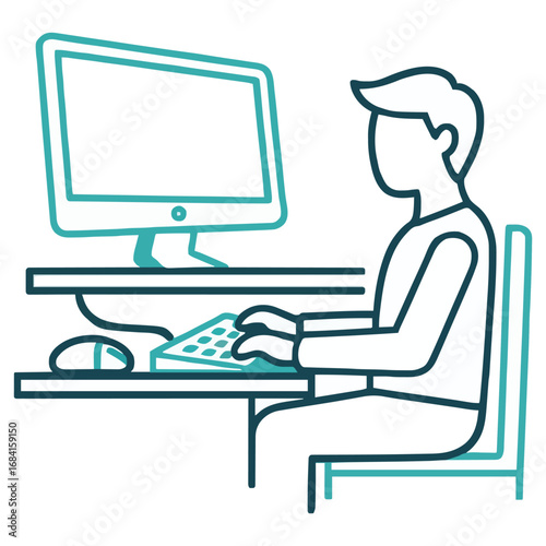 Desk & Computer Icon for Digital Focus Generative AI