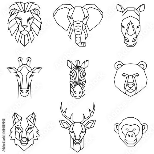 Geometric Animal Head Icons Generative AI
