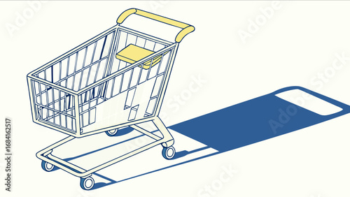 Shopping Cart Isometric Illustration.