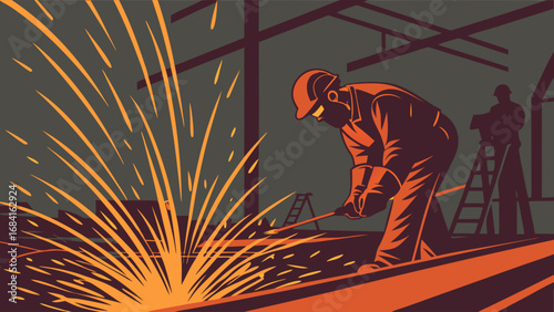 Welding Sparks in Factory Environment.