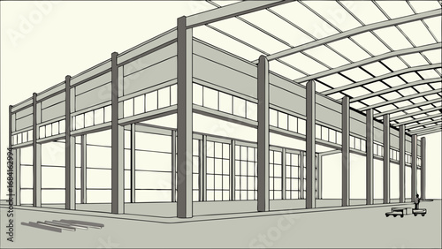 Modern Industrial Structure Illustration.