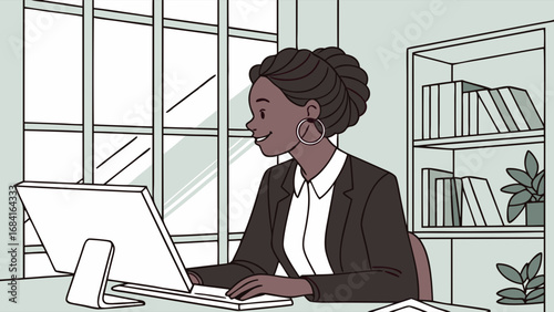 A Person Working on a Computer in an Office Setting.