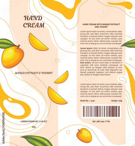 Mango Hand Cream Packaging Design – Vector Illustration. EPS