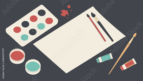 Art Supplies Flat Lay.