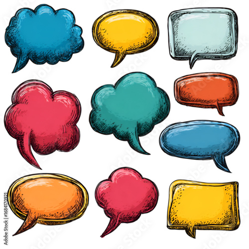 Wallpaper Mural Set of colorful hand drawn comic speech bubbles. Torontodigital.ca