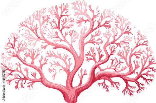 Pink Coral Branch Isolated in Vector Style