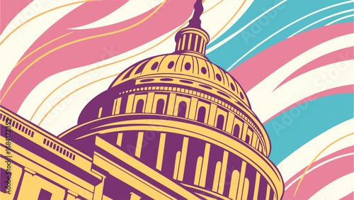 Capitol Building with Pastel Abstract Background.