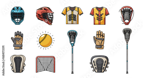 Lacrosse equipment including helmets gloves and lacrosse sticks