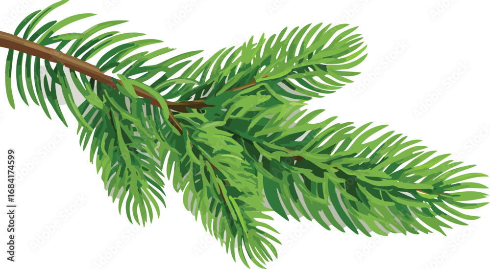 Fototapeta premium Isolated Pine Branch with Needles in Vector Style