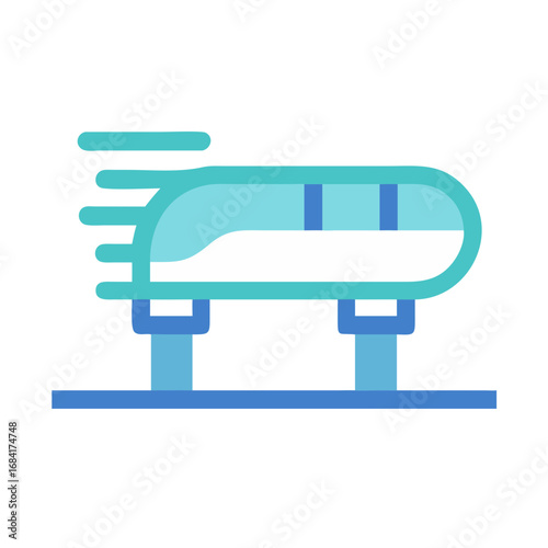 Vector art of a sleek, modern train glides swiftly along its track, symbolizing speed and efficient urban transportation