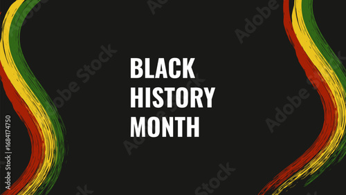 Black History Month African American history card celebration. Red yellow green color. Web page banner poster design. Vector.