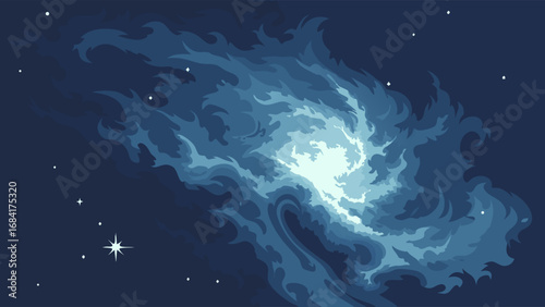 Abstract Spiral Nebula in Deep Space.