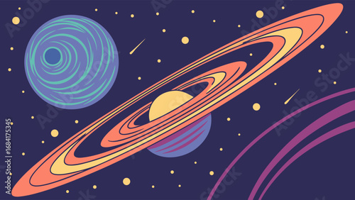 Colorful Planets in Deep Space.