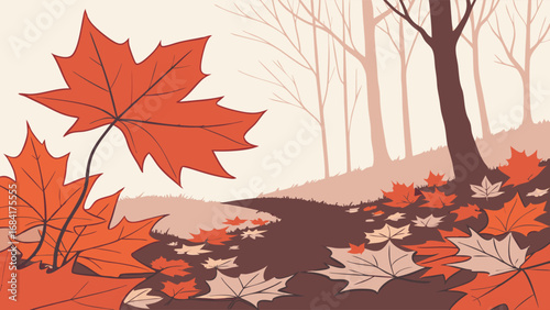 Autumn Foliage Path in Forest.