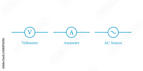 Voltmeter Ammeter and AC Source Symbol.