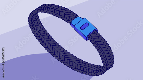 Braided bracelet woven accessory dark blue jewelry fashion accessory isometric illustration clasp detail wristband elegant design stylish bracelet trendy accessory woven textile braided cord rope bra.