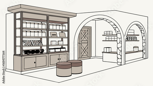 Interior of a Cozy Delicatessen.