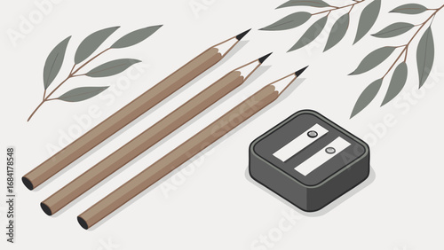Stationery Set with Pencils and Pencil Sharpener.