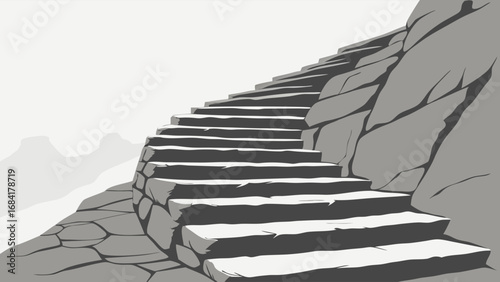 Stairway to Success or Path to Achievement Concept Vector Illustration.