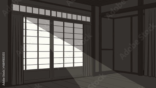 Interior Scene of a Traditional House with Light from a Window.