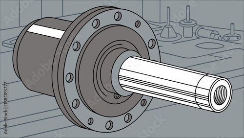 Industrial Machinery Component Shaft with Flange.