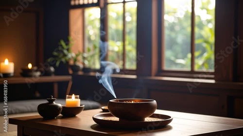 Peaceful Zen Room with Incense and Candles