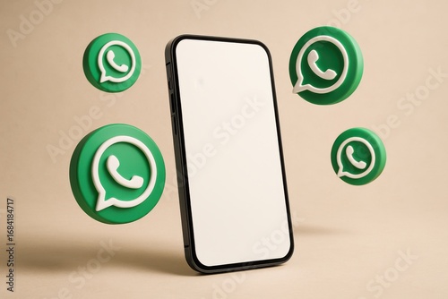 Phone with a green WhatsApp icon on it