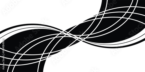 Abstract flowing lines pattern with black and white contrast vector