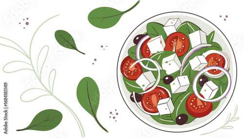 Salad Illustration with Fresh Ingredients.