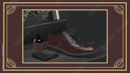 Elegant shoe care illustration.