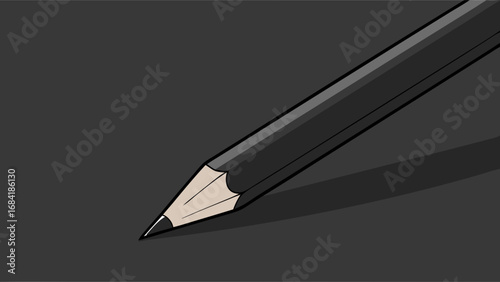 Black Pencil Illustration on Dark Background.
