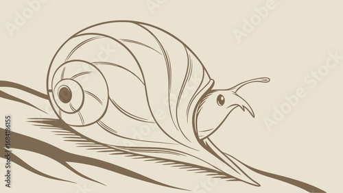 Stylized snail illustration line art nature animal shell mollusk graphic design vector botanical invertebrate wildlife creature drawing sketch print pattern textile design wallpaper decoration backgr.