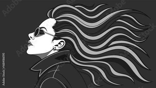 Stylish Female Silhouette in Profile.