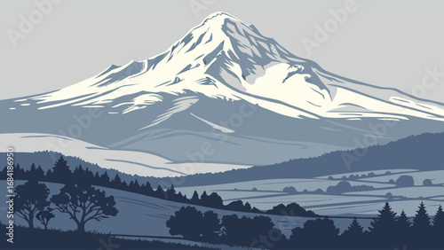 Mountain Landscape Illustration.