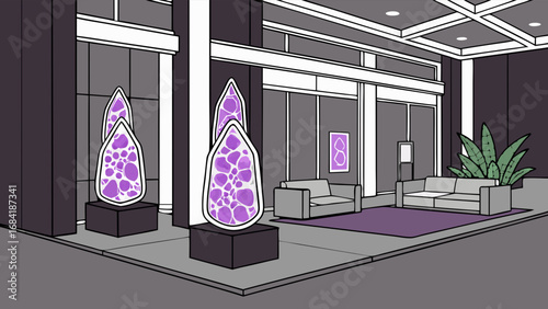Modern Lobby Interior Design Concept Art.