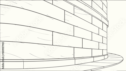 A stylized illustration of a cylindrical brick wall perfect for architectural or design themes.
