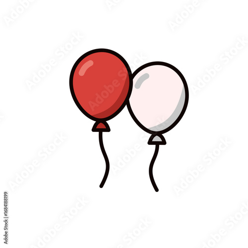 Simple Hand Drawn Balloon Illustration – Red and White Party Decoration