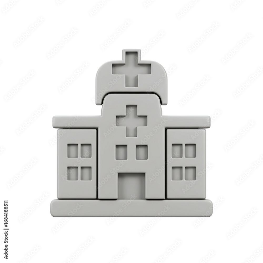 Fototapeta premium 3d hospital building icon isolated on white background 