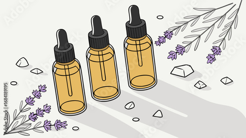 Essential Oils Lavender and Crystals.