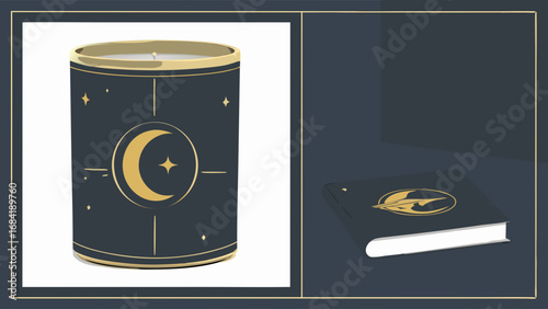 Mystical Candle and Book Design.