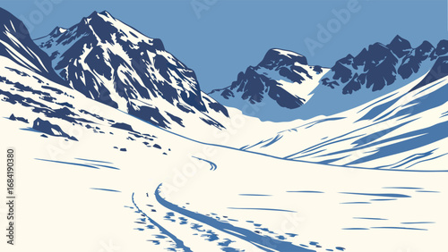Snowy Mountain Scenery.