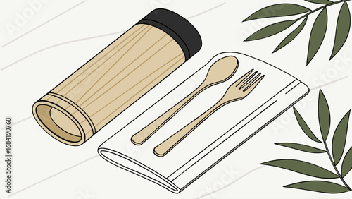 Eco-friendly utensil set for on-the-go dining a sustainable option for picnics and food packaging with stylish design.