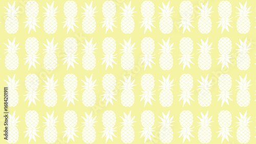 Seamless pineapple pattern vector in tropical summer style. Fresh fruit background design for textile, wallpaper, wrapping paper, party decoration, beach theme, and exotic vacation illustrations