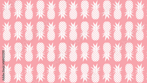 A seamless vector pattern with white pineapples on a pink background, perfect for summer, tropical, and sweet-themed designs. Ideal for textiles, digital papers, and web design