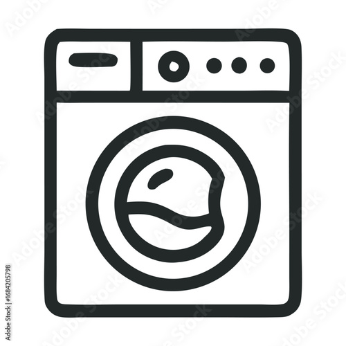 Washing machine icon in flat style with transparent background