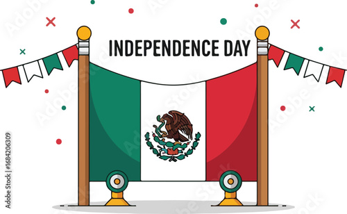 Mexican Independence Day Flag and Festive Celebration.