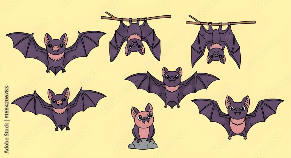 Naklejka premium set of halloween bat