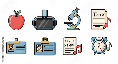 Illustration of school and education related objects icons